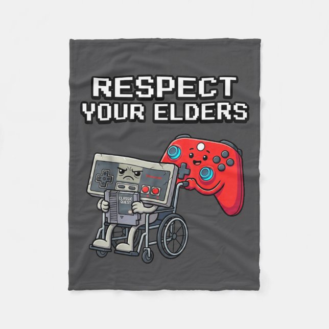 Respect Your Elders Retro Gaming Funny Gamer Contr Fleecedecke (Vorderseite)