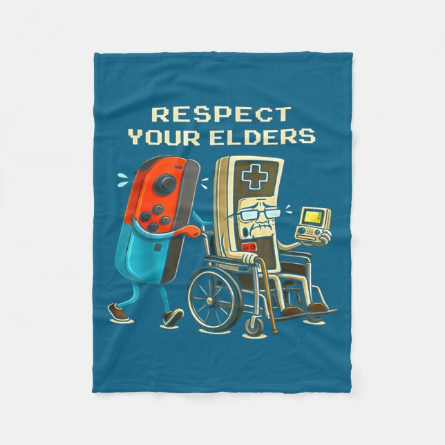 Respect Your Elders Retro Gaming Funny Gamer Contr Fleecedecke (Vorderseite)