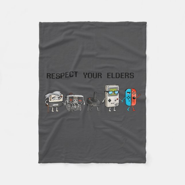 Respect Your Elders Retro Gaming Funny Gamer Contr Fleecedecke (Vorderseite)