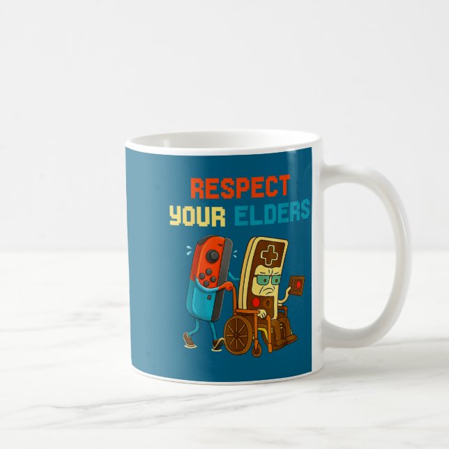 Respect Your Elders Retro Gaming Funny Gamer Contr Kaffeetasse (Rechts)