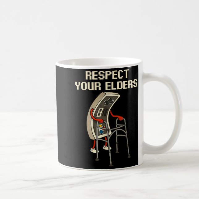 Respect Your Elders Retro Gaming Funny Gamer Contr Kaffeetasse (Rechts)