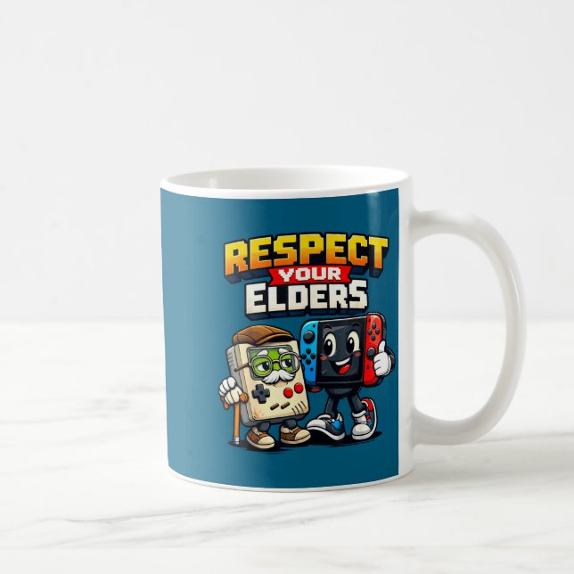 Respect Your Elders Retro Gaming Funny Gamer Contr Kaffeetasse (Rechts)