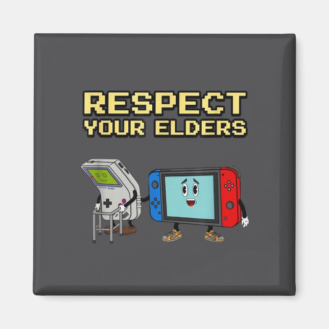 Respect Your Elders Retro Gaming Funny Gamer Contr Magnet (Vorne)