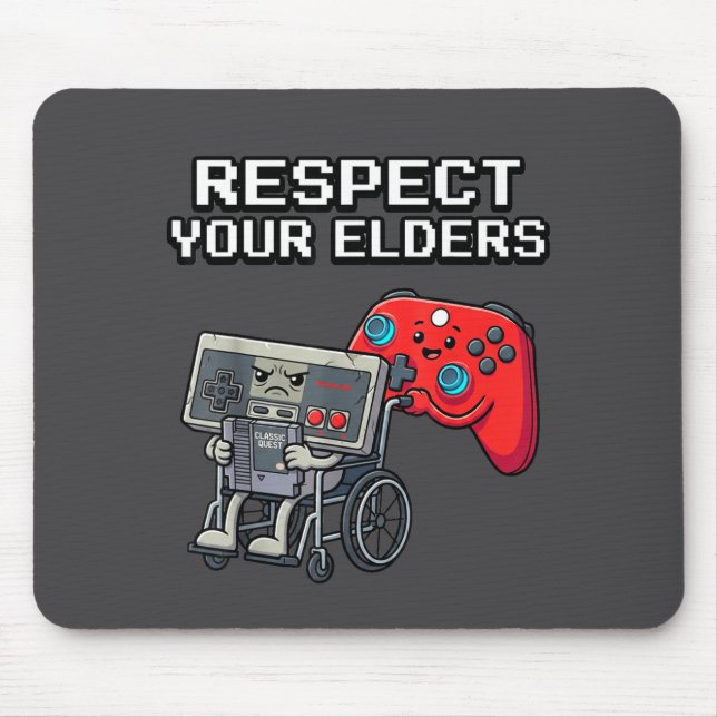 Respect Your Elders Retro Gaming Funny Gamer Contr Mousepad (Vorne)