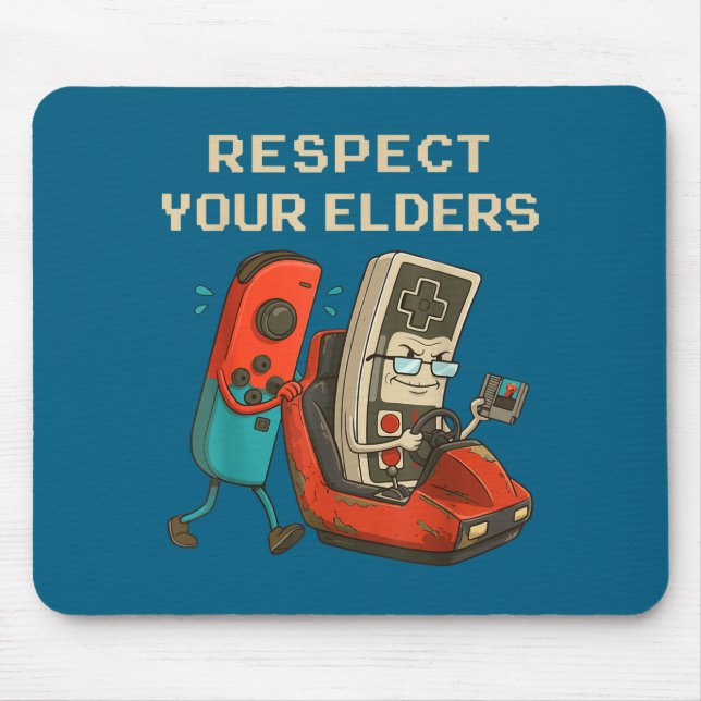 Respect Your Elders Retro Gaming Funny Gamer Contr Mousepad (Vorne)