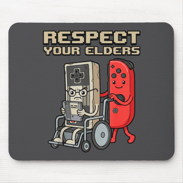 Respect Your Elders Retro Gaming Funny Gamer Contr Mousepad (Vorne)