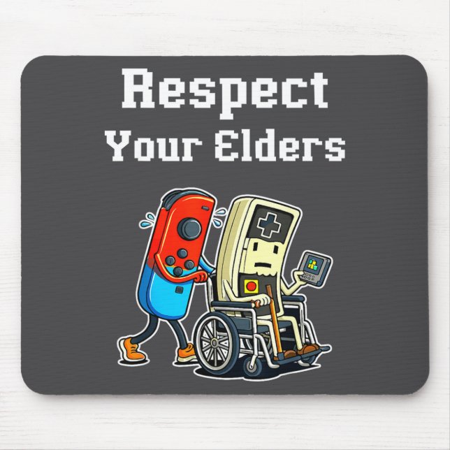 Respect Your Elders Retro Gaming Funny Gamer Contr Mousepad (Vorne)