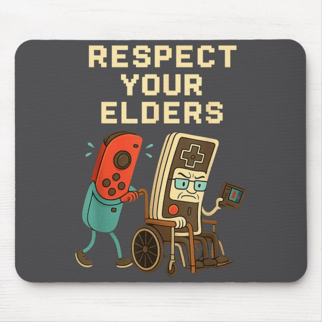 Respect Your Elders Retro Gaming Funny Gamer Contr Mousepad (Vorne)