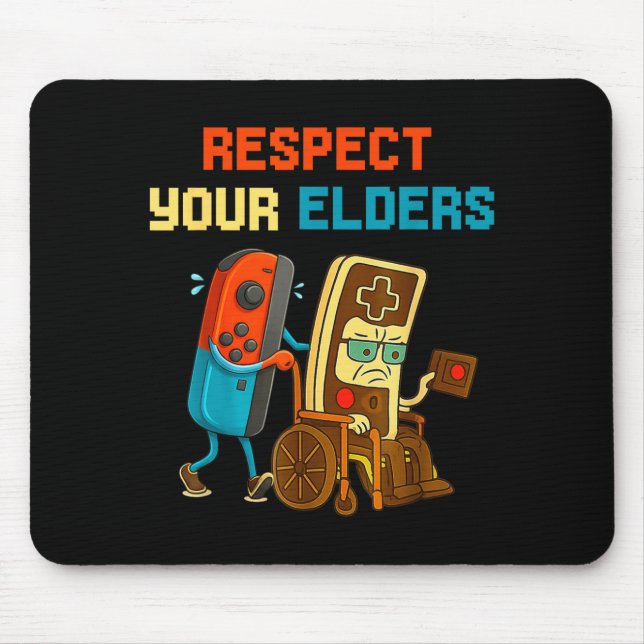 Respect Your Elders Retro Gaming Funny Gamer Contr Mousepad (Vorne)
