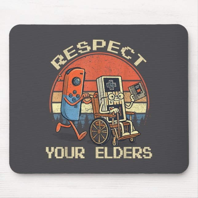 Respect Your Elders Retro Gaming Funny Gamer Contr Mousepad (Vorne)