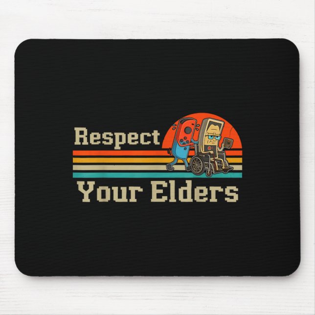 Respect Your Elders Retro Gaming Funny Gamer Contr Mousepad (Vorne)