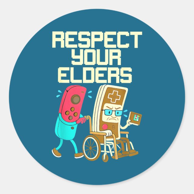 Respect Your Elders Retro Gaming Funny Gamer Contr Runder Aufkleber (Vorderseite)