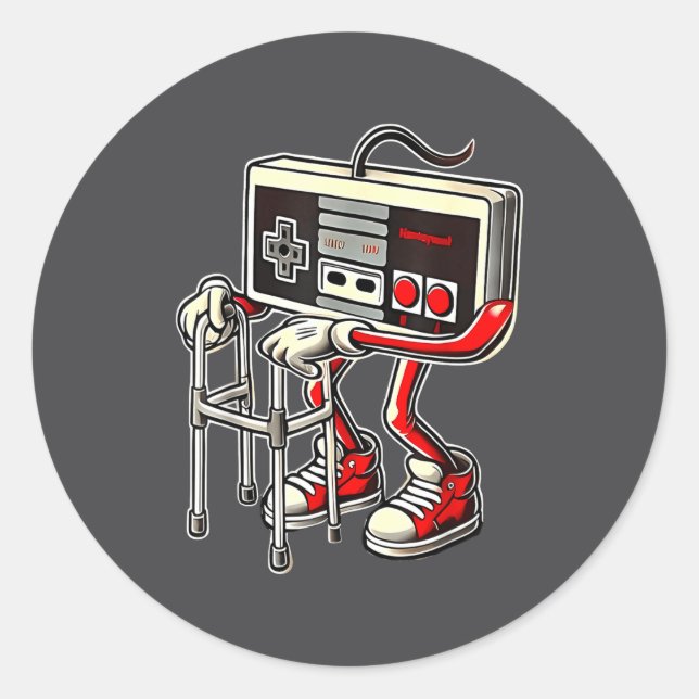 Respect Your Elders Retro Gaming Funny Gamer Contr Runder Aufkleber (Vorderseite)