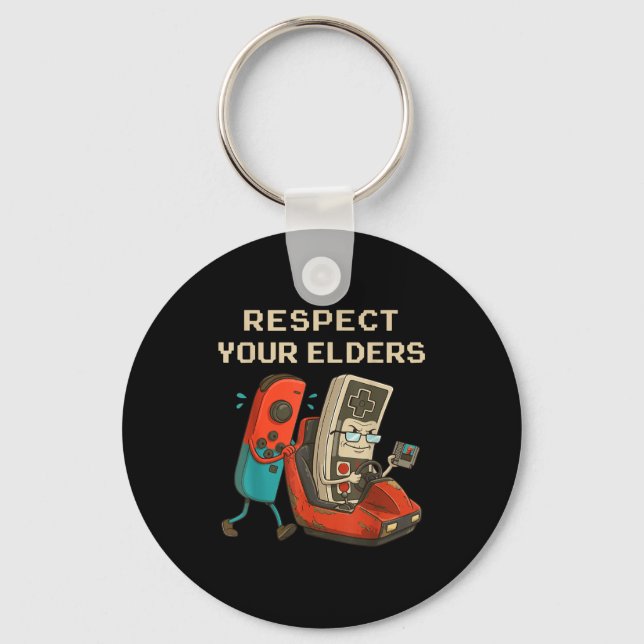 Respect Your Elders Retro Gaming Funny Gamer Contr Schlüsselanhänger (Vorderseite)