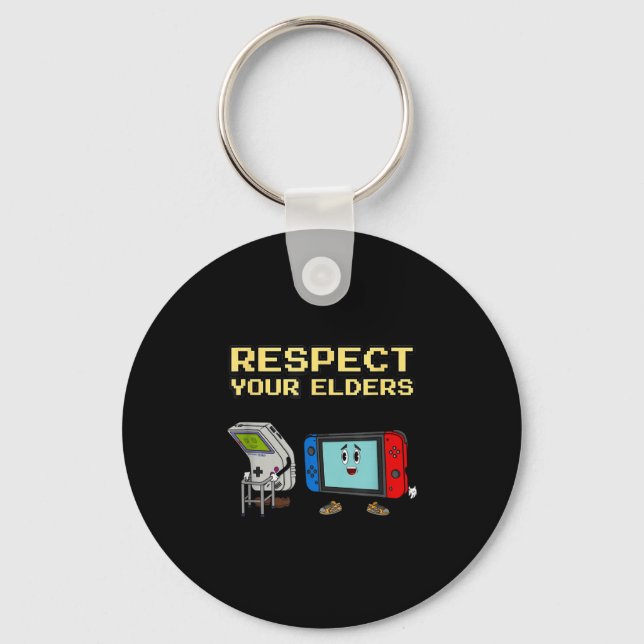 Respect Your Elders Retro Gaming Funny Gamer Contr Schlüsselanhänger (Vorderseite)