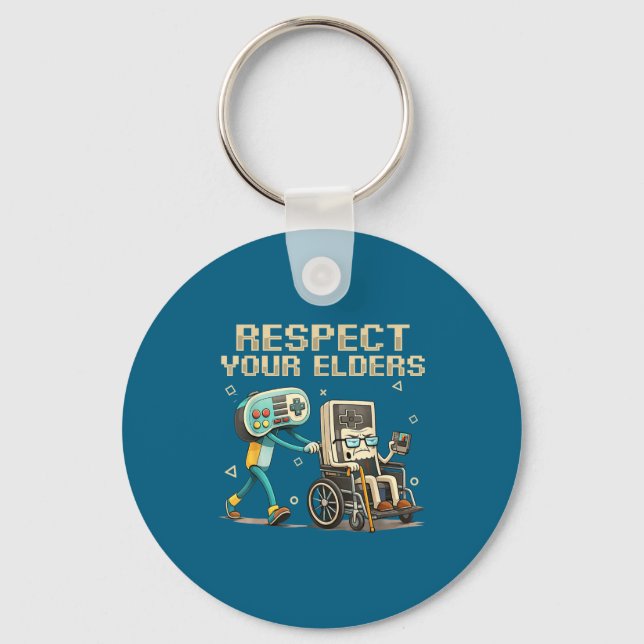 Respect Your Elders Retro Gaming Funny Gamer Contr Schlüsselanhänger (Vorderseite)