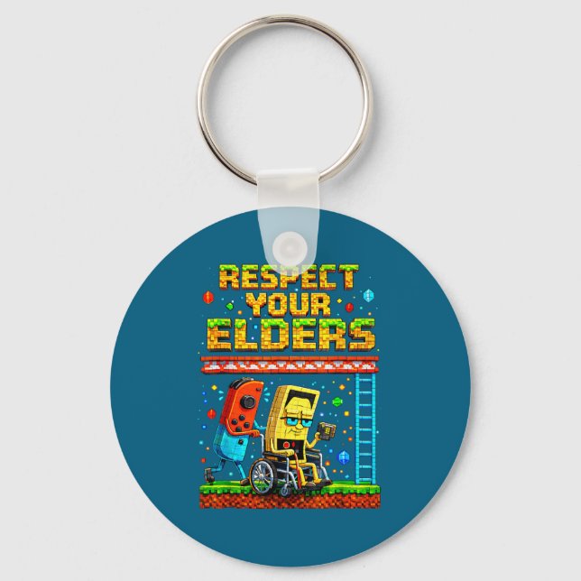 Respect Your Elders Retro Gaming Funny Gamer Contr Schlüsselanhänger (Vorderseite)