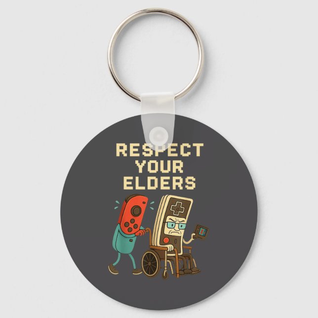 Respect Your Elders Retro Gaming Funny Gamer Contr Schlüsselanhänger (Vorderseite)