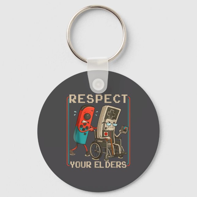Respect Your Elders Retro Gaming Funny Gamer Contr Schlüsselanhänger (Vorderseite)