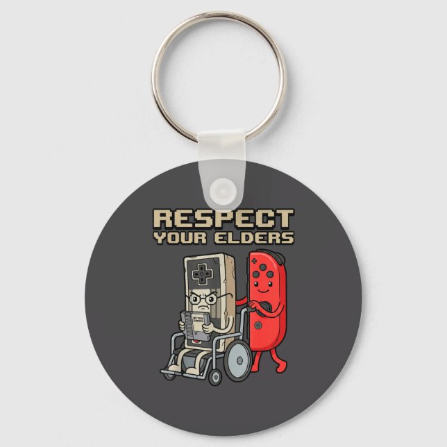 Respect Your Elders Retro Gaming Funny Gamer Contr Schlüsselanhänger (Vorderseite)