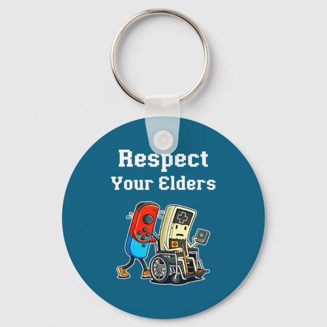 Respect Your Elders Retro Gaming Funny Gamer Contr Schlüsselanhänger (Vorderseite)
