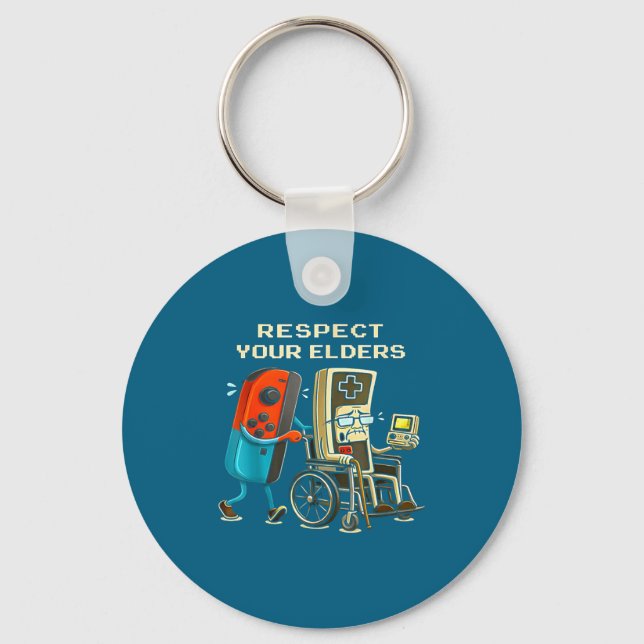 Respect Your Elders Retro Gaming Funny Gamer Contr Schlüsselanhänger (Vorderseite)