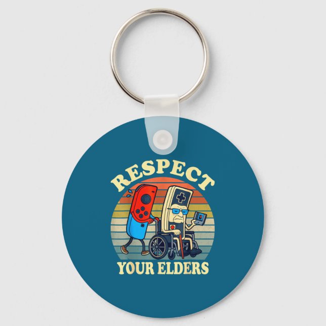Respect Your Elders Retro Gaming Funny Gamer Contr Schlüsselanhänger (Vorderseite)