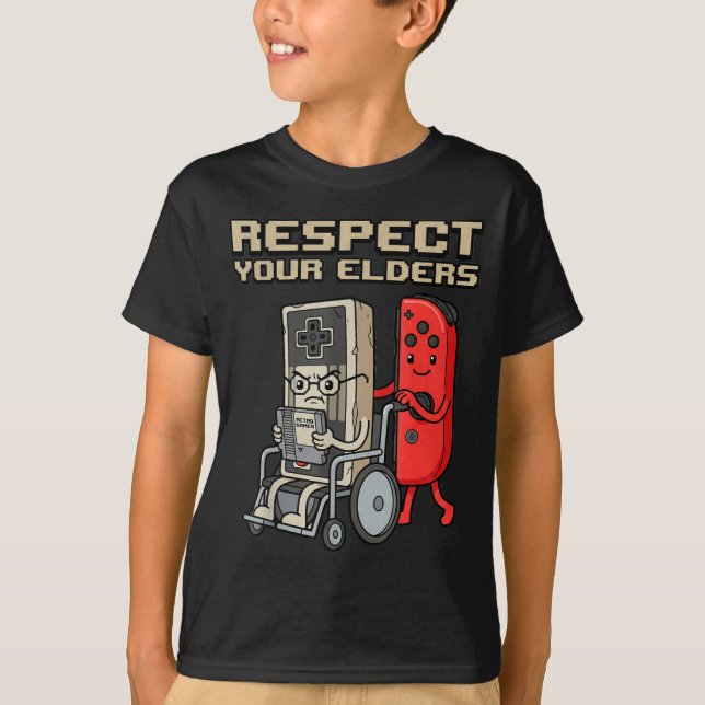 Respect Your Elders Retro Gaming Funny Gamer Contr T-Shirt (Vorderseite)