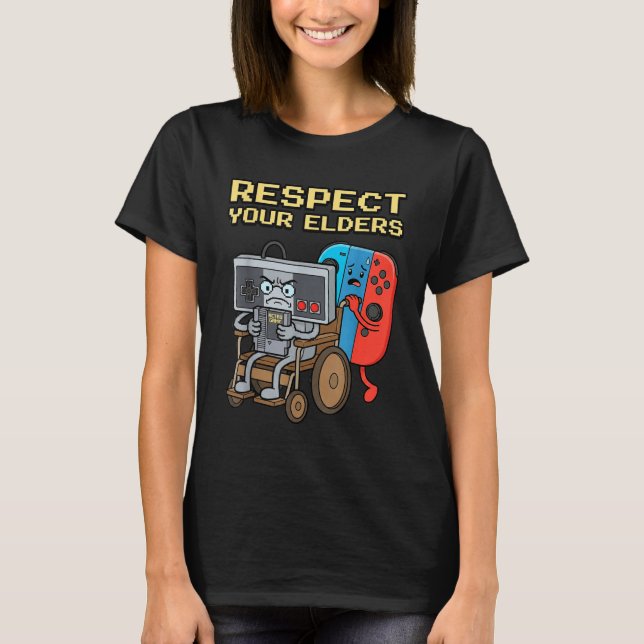 Respect Your Elders Retro Gaming Funny Gamer Contr T-Shirt (Vorderseite)