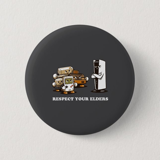 Respect Your Elders T Retro 90s Gaming  Button (Vorderseite)