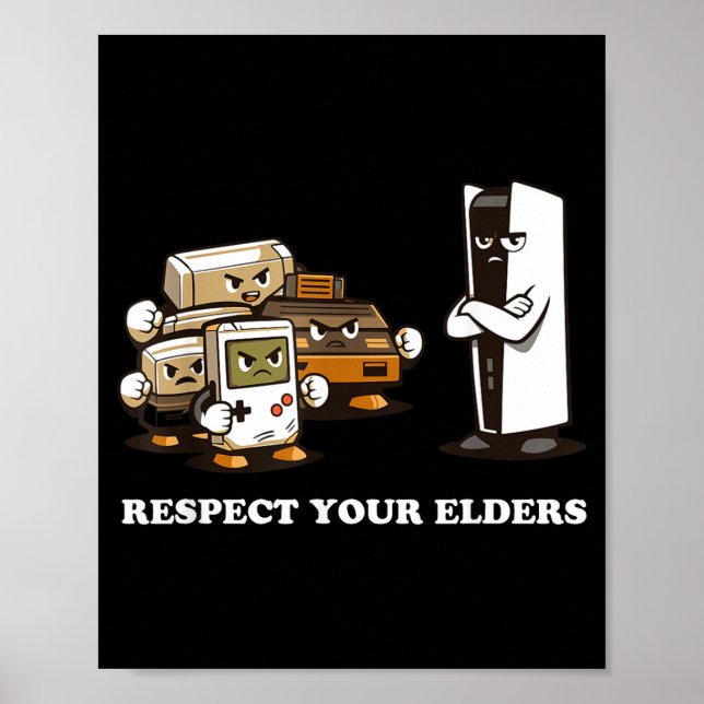 Respect Your Elders T Retro 90s Gaming  Poster (Vorne)