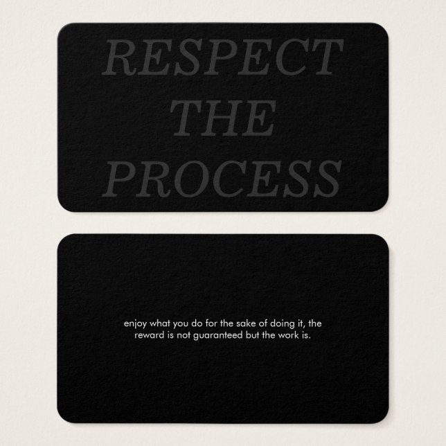 Respecter le processus (Devant & derrière)