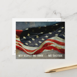 Respekt, Ehre und Dankbarkeit Veterans Day Postkar Postkarte