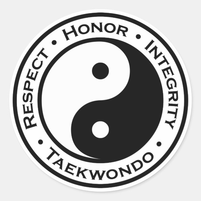 Respekt-Ehrenintegrität Taekwondo Runder Aufkleber (Vorderseite)