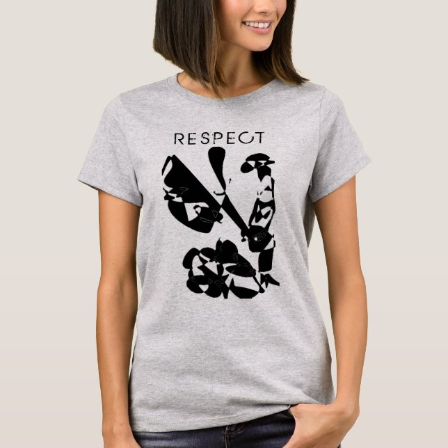 "Respekt" mit schwarzer Schrift, Abstrakt grafisch T-Shirt (Vorderseite)