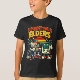 Respektiere Ältere Retro-Gaming lustiger Gamer-Con T-Shirt