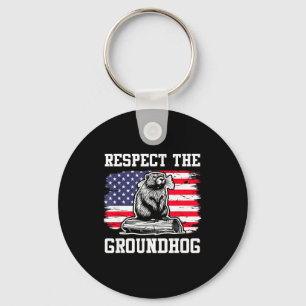 Respektiere das Murmeltier USA Amerikanische Flagg Schlüsselanhänger