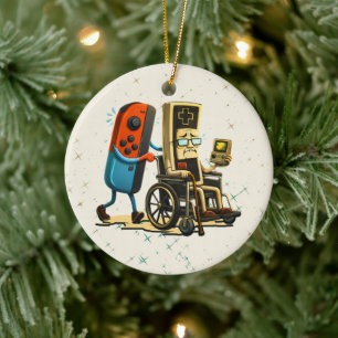 Respektiere deine Älteren Gaming Control Retro Lus Keramik Ornament