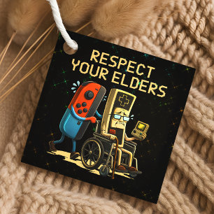 Respektiere deine Älteren Retro-Fun-Gaming-Control Geschenkanhänger