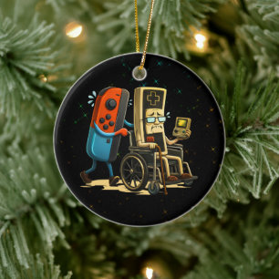 Respektiere deine Älteren Retro-Gaming-Control Lus Keramik Ornament