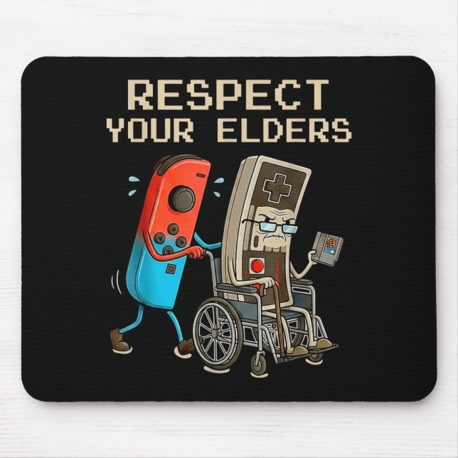 Respektiere deine Älteren Retro-Gaming-Controller  Mousepad (Vorne)