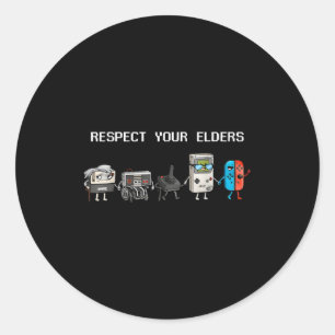 Respektiere deine Älteren Retro-Gaming Lustiger Ga Runder Aufkleber