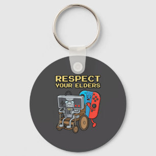 Respektiere deine Älteren Retro-Gaming Lustiger Ga Schlüsselanhänger