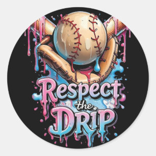 Respektiere den Tropfen Bysebyll Home Plate Eiscre Runder Aufkleber