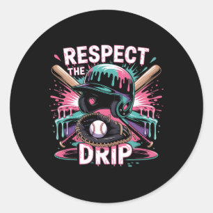 Respektiere den Tropfen Bysebyll Ice Cream Drip He Runder Aufkleber