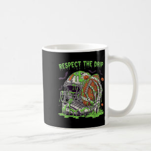 Respektiere den Tropfen Football Halloween Skelett Kaffeetasse