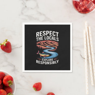 Respektiere die Einheimischen Fische Ozean Rette d Serviette