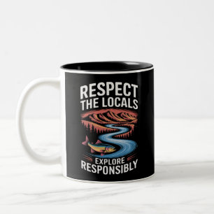 Respektiere die Einheimischen Fische Ozean Rette d Zweifarbige Tasse