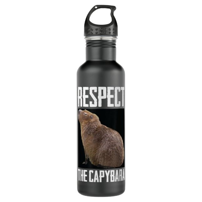 Respektieren des Capybara Funny Rodent Capibara Fo Edelstahlflasche (Vorderseite)