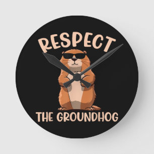 Respektieren des Groundhog-Woodchuck Groundhog Day Runde Wanduhr